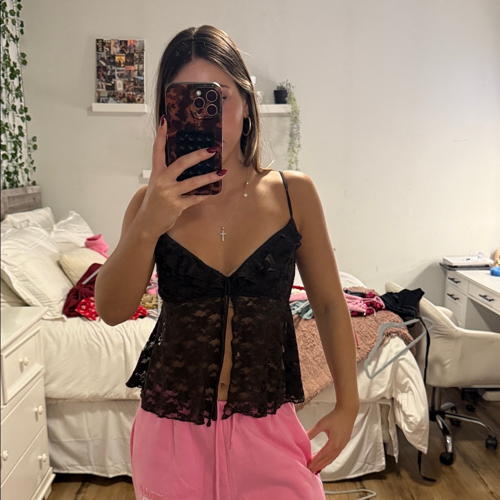Garage Black Lace Cami Top